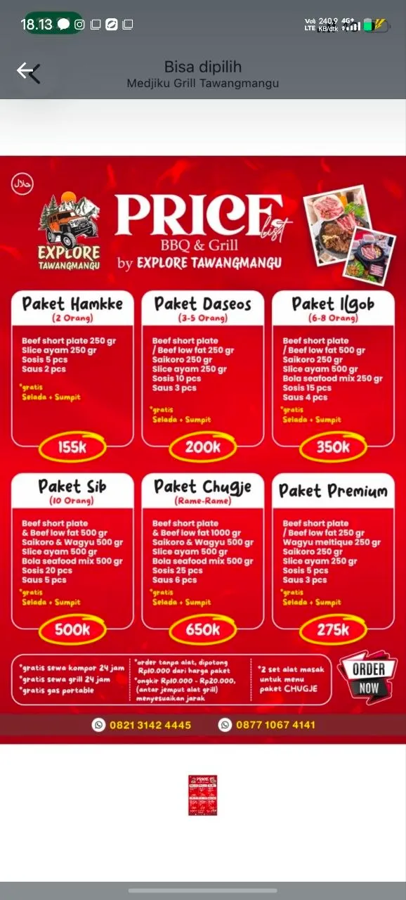 Foto Paket BBQ & Grill Explore Tawangmangu